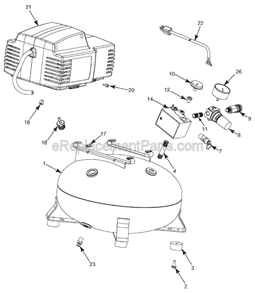 Page A Diagram and Parts List for CPFAC2600P Type 2 Porter Cable Compressor